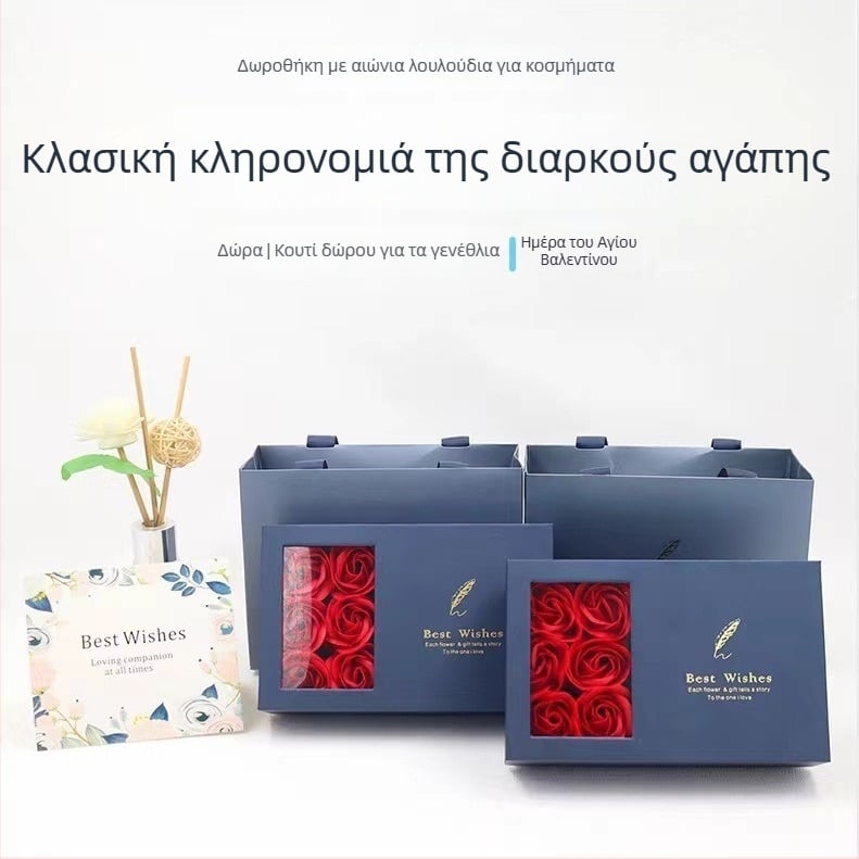 Κουτί συσκευασίας κοσμημάτων για κολιέ και σκουλαρίκια — χαρτόνι/χαρτί, τύπος συσκευασίας: κουτί, περιλαμβάνει κουτί με λουλούδια και ευχετήρια κάρτα