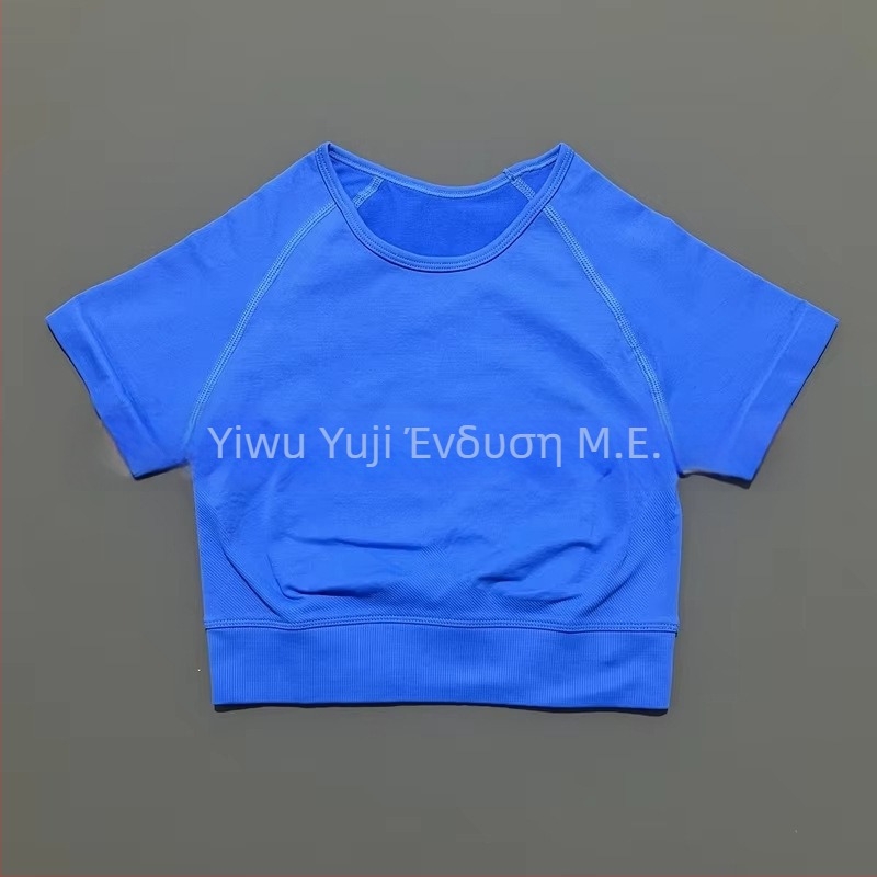 Γυναικείος χωρίς ραφές αθλητικός τοπ με κοντό μανίκι για γιόγκα, απομάκρυνση υγρασίας νάιλον-σπάντεξ (90/10), στενή γραμμή, Yuji Yj-dx01, Καλοκαίρι 2025