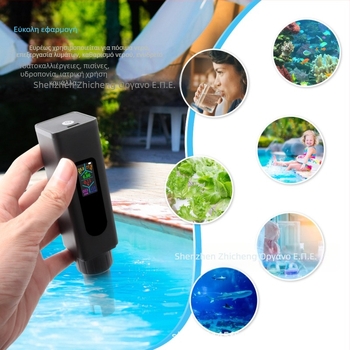 Φορτιζόμενος φορητός αναλυτής ποιότητας νερού για pH, ολική σκληρότητα και αλατότητα — εύρος pH 0–14, ακρίβεια 0.1 pH, ανάλυση 0.1