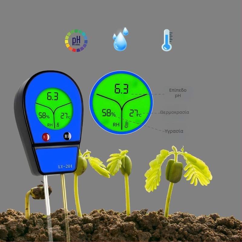 ZT-201 Μετρητής Εδάφους: Ψηφιακός μετρητής θερμοκρασίας και υγρασίας εδάφους, μετρητής pH, μετρητής υγρασίας - ακρίβεια 0.1, βάρος 85 g