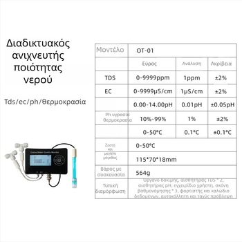 MDOT-01 Διαδικτυακός Αναλυτής Ποιότητας Νερού – Μέτρηση pH, εύρος 0-14 pH, 0-9990 ppm, ακρίβεια ±2 ppm ±0.05 pH, 220V