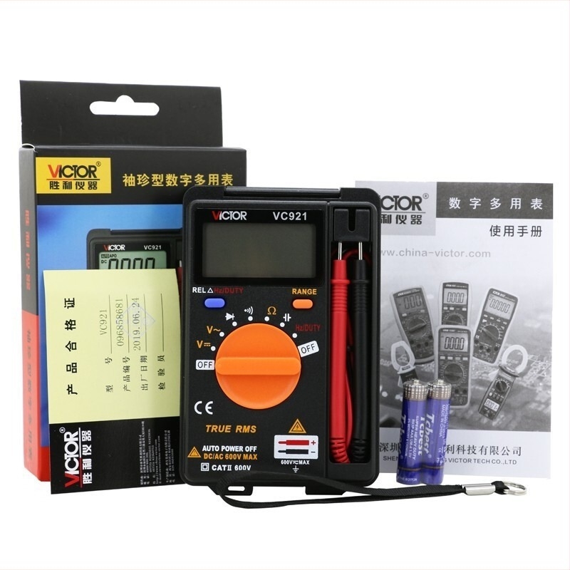 Victor VC921 φορητό ψηφιακό πολύμετρο οικιακής χρήσης: μετρά εναλλαγή/ συνεχές τάσης, χωρητικότητα, δοκιμή διόδων, αυτόματη απενεργοποίηση