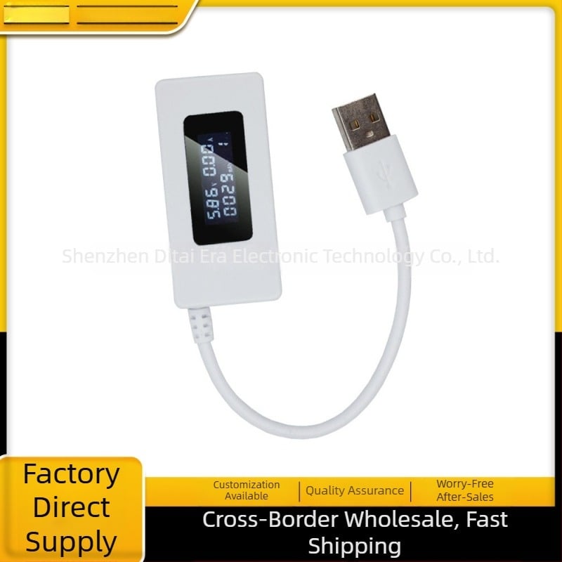 Μετρητής USB τάσης και ρεύματος με οθόνη LCD — φορητός μετρητής χωρητικότητας μπαταρίας, ακρίβεια ρεύματος 0,01 A, εύρος θερμοκρασίας -10 έως 65°C
