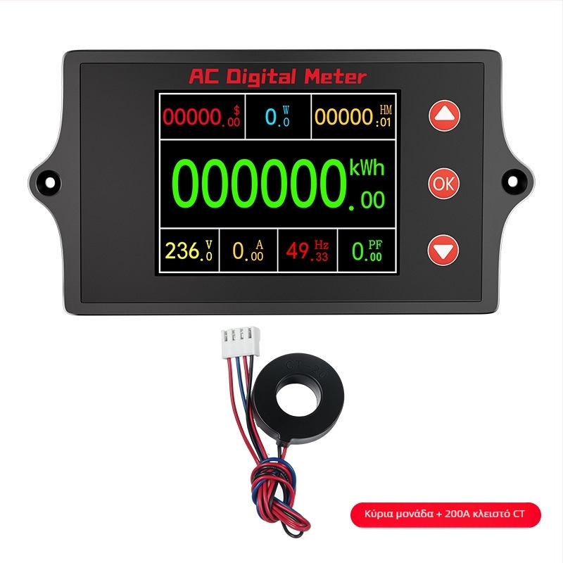 Peacefair Πολυλειτουργικός Μετρητής Τάσης και Ρεύματος AC με Ψηφιακή Οθόνη, Παρακολούθηση Ισχύος, Συχνότητα, Ενεργειακό Μετρητή