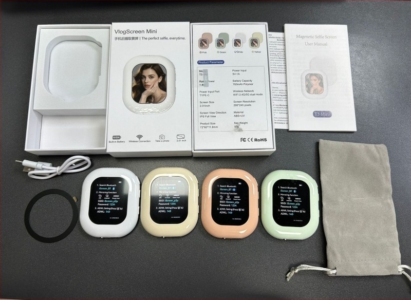 Selfie καθρέφτης για κινητό τηλέφωνο με μαγνητική οπίσθια στήριξη (T3) – Συμβατό με iPhone; Υλικό ABS; Βάρος 50 g; Μέγιστο φορτίο κάτω από 2 kg