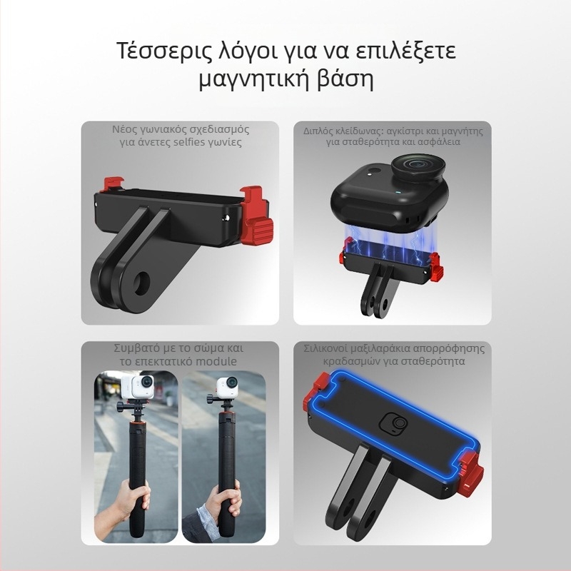 Flymile Μαγνητική βάση με γρήγορη αποδέσμευση — Αντάπτορας επέκτασης βάσης για Insta360 Go Ultra Action Camera