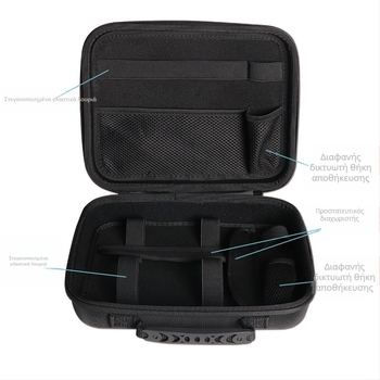 Πολυλειτουργική θήκη αποθήκευσης για ψηφιακά εξαρτήματα και προβολέα — ύφασμα Oxford + EVA σκληρή θήκη; Φορτίο έως 15 kg; κατασκευή με θερμοπρέση και ράψιμο