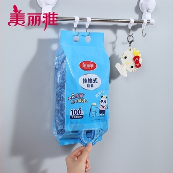 Καλύμματα παπουτσιών εσωτερικού χώρου για ενήλικες, παχιά, ανθεκτικά και αδιάβροχα, 100 τεμάχια με κρεμάμενο διανομέα.