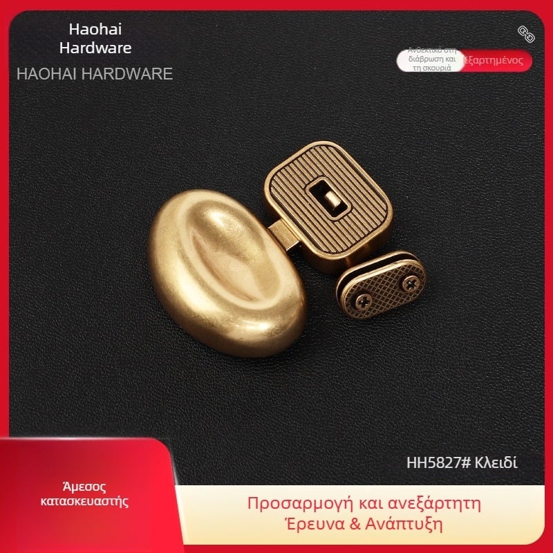 Κλειδαριά από μέταλλο χυτό σε antique gold για τσάντες και αποσκευές — διακοσμητικό κούμπωμα για δερμάτινες αποσκευές