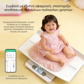 Ζυγός ύψους και βάρους μωρού, επαναφορτιζόμενη διπλής χρήσης μητέρα–μωρό, συμπαγής ηλεκτρονική ζυγαριά με μέτρηση σωματικού λίπους, LCD 3 ιντσών, 0,2–180 kg, ABS, μοντέλο B60LW