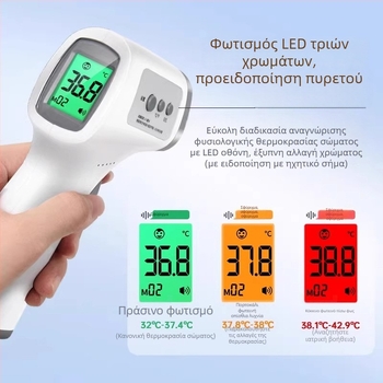 Hainuo Υπέρυθρο Θερμόμετρο Μετώπου - φορητό ιατρικό, ευφυής καταγραφή, τριχρωμικός οπίσθιος φωτισμός