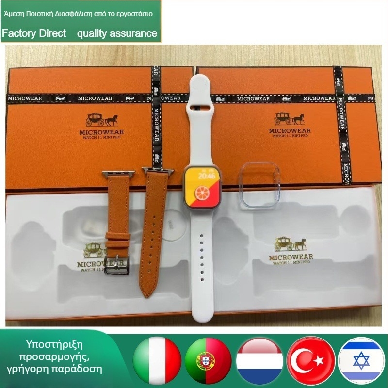 Microwear W11Minipro AMOLED Smartwatch με σιλικόνινο αθλητικό λουρί, Bluetooth και NFC, μέτρηση καρδιακού ρυθμού