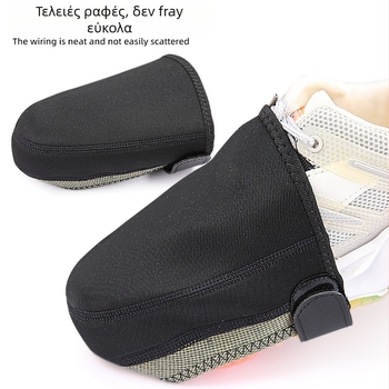 Κάλυμμα παπουτσιών ποδηλασίας εξωτερικού – τρύπιο κάτω, ελαστικό ρυθμιζόμενο επάνω, αντιανεμικά και ζεστά, αυτοκλειόμενη κατασκευή; Υλικά: Λύκρα, SBR, πολυεστέρας, σιλικόνη, Velcro, δέρμα; Μοντέλο: Δύο; Για όλες τις εποχές