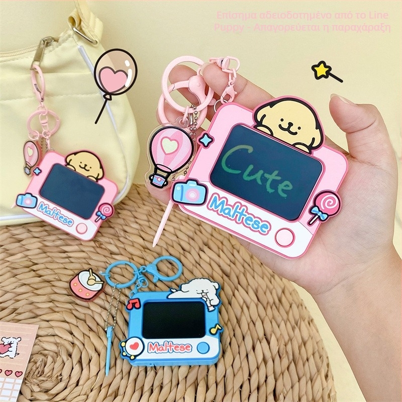 Αξεσουάρ κολιέ – γλυκό σκυλάκι σε γραμμικό σχέδιο, σειρά Πίνακας Σχεδίασης, διακόσμηση για τσάντα