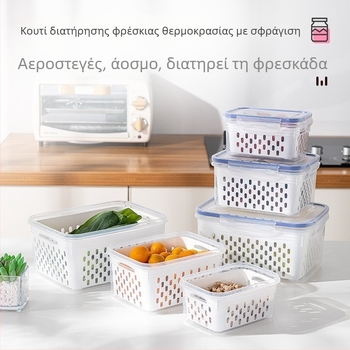 Δοχείο αποθήκευσης ψυγείου – Ορθογώνιο, Πλαστικό, Διατηρεί φρεσκάδα, Σφραγίζει, Αποστραγγίζει