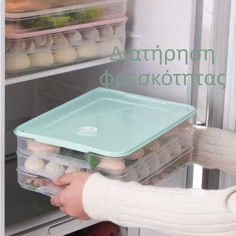 Κουτί αποθήκευσης γεμιστών ζυμαρικών, πολυεπίπεδο, με καπάκι, υλικό PP κατάλληλο για τρόφιμα