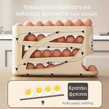 Κουτί αποθήκευσης αυγών ψυγείου σε ιαπωνικού στυλ με πολυεπίπεδη περιστρεφόμενη σκάλα αυγών, πλαστικό κατάλληλο για τρόφιμα