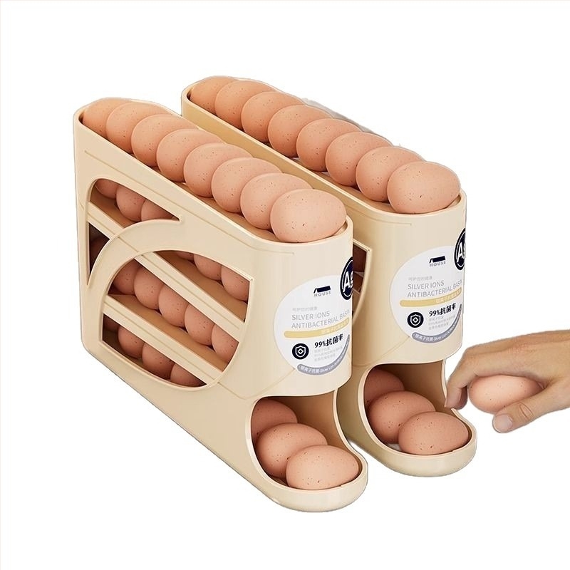 Κουτί αποθήκευσης αυγών ψυγείου σε ιαπωνικού στυλ με πολυεπίπεδη περιστρεφόμενη σκάλα αυγών, πλαστικό κατάλληλο για τρόφιμα