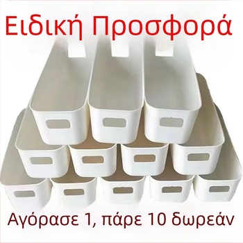 Μακρύς ορθογώνιος ανοιχτός οργανωτής αποθήκευσης με διαχωριστικά, πλαστικός, για γραφείο, 2 διαμερίσματα για σνακ και θήκες κινητών