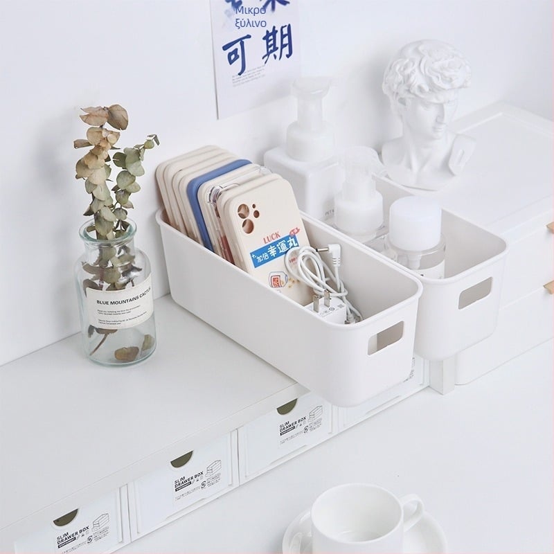Κουτί αποθήκευσης επιτραπέζιου χώρου από PP πλαστικό, 1 L χωρητικότητα, ορθογώνιο, ανθεκτικό στη σκόνη, μοντέρνος μινιμαλιστικός σχεδιασμός, για κάλτσες και κινητό τηλέφωνο
