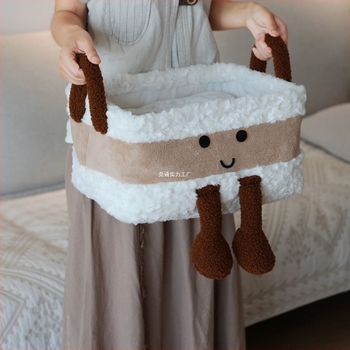 Κουτί αποθήκευσης σνακ με χαριτωμένο καρτούν σχέδιο, υφασμάτινο, με χειρολαβή, 18 L χωρητικότητα, μοτίβο ξύλου, ιαπωνικό στυλ