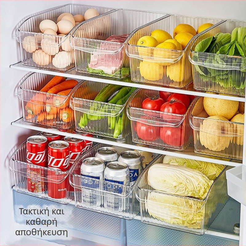 Πλαστικός κάδος αποθήκευσης τροφίμων, διαφανής, συρταριού ψυγείου, οργανωτής αυγών