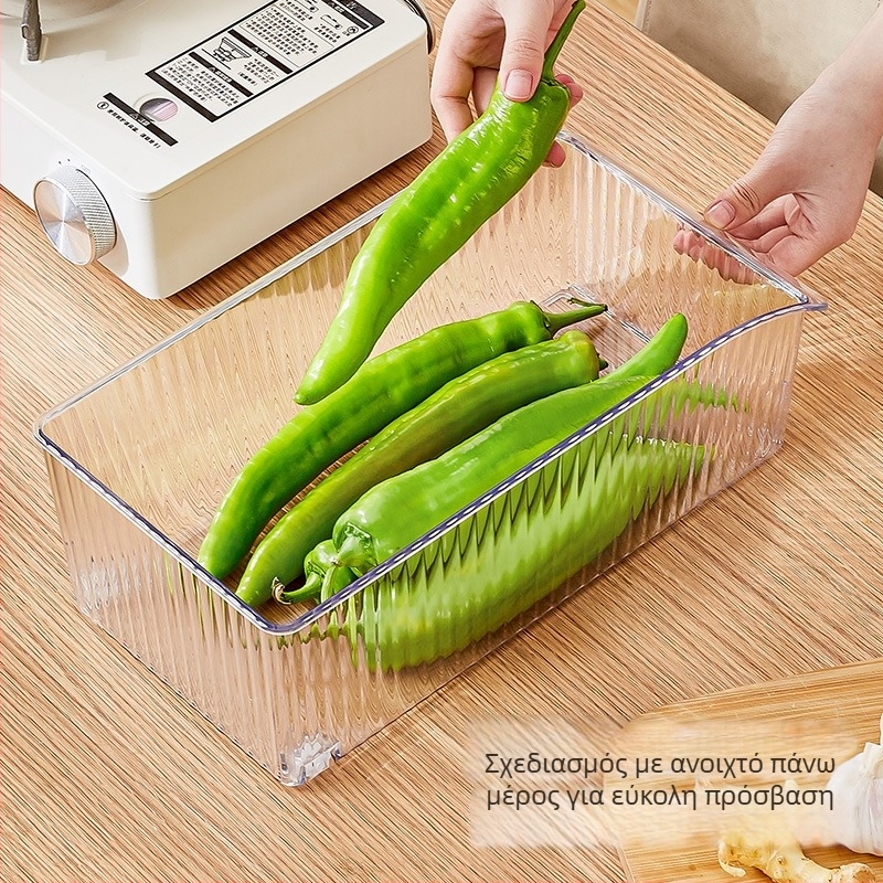 Πλαστικός κάδος αποθήκευσης τροφίμων, διαφανής, συρταριού ψυγείου, οργανωτής αυγών