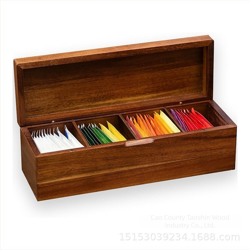 Ξύλινο κουτί αποθήκευσης για τσάι, με σχέδιο σπίτι, οργανωτής με διαμερίσματα και αναδιπλούμενο καπάκι, χωρητικότητα 2 L, μοντέρνο μινιμαλιστικό στυλ