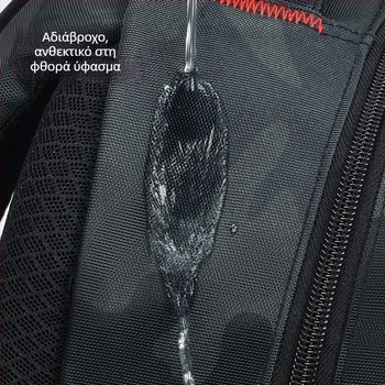 Unisex σχολικό σακίδιο με καμουφλαρισμένο γεωμετρικό σχέδιο; ελαφρύ, αδιάβροχο ύφασμα Oxford; ιμάντες με αεροσυμφωνίες για προστασία της σπονδυλικής στήλης και μείωση βάρους; κατάλληλο για μαθητές 5ης–6ης τάξης