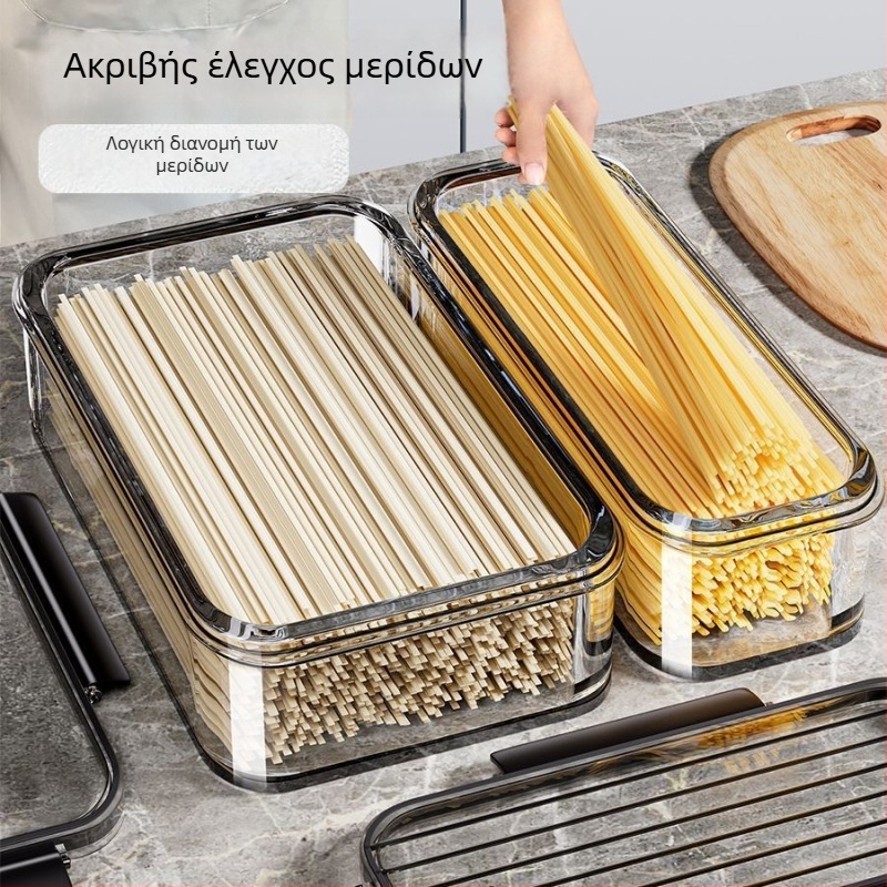 Κουτί αποθήκευσης ζυμαρικών από PET – ορθογώνιο, σφραγιζόμενο καπάκι, κατάλληλο για ζυμαρικά και δημητριακά, σε σκανδιναβικό στυλ