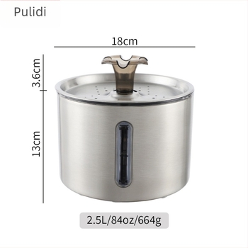 Δοχείο νερού για κατοικίδια, 304 ανοξείδωτο ατσάλι, κυκλικό διαφανές παράθυρο, αποσπώμενο, αυτόματη παροχή νερού