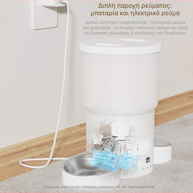 Έξυπνος ταΐστής με δύο μπολ για κατοικίδια, χρονόμετρο και απομακρυσμένος έλεγχος μέσω εφαρμογής