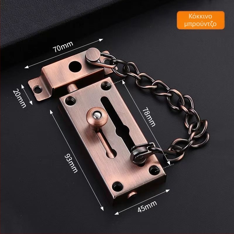 Latch with lock για πόρτα, επιφανειακή τοποθέτηση, ανοξείδωτος χάλυβας, αντί κλοπής, μοντέρνος μινιμαλιστικός σχεδιασμός