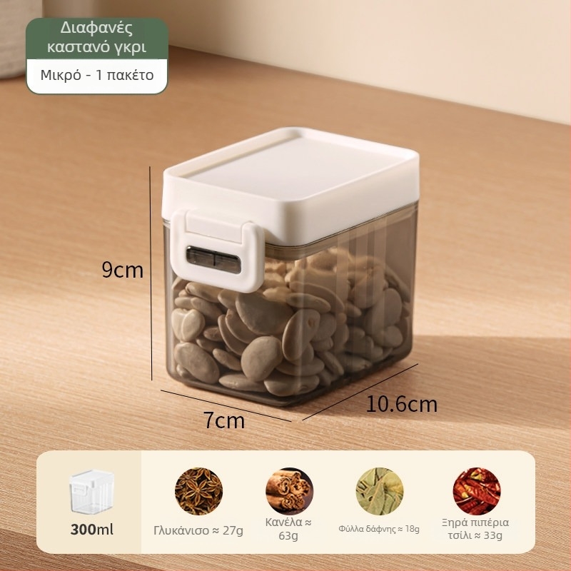 Κουτί αποθήκευσης δημητριακών, κλειστό, τετράγωνο, διαφανές, PP+PS, κατάλληλο για κουζίνα