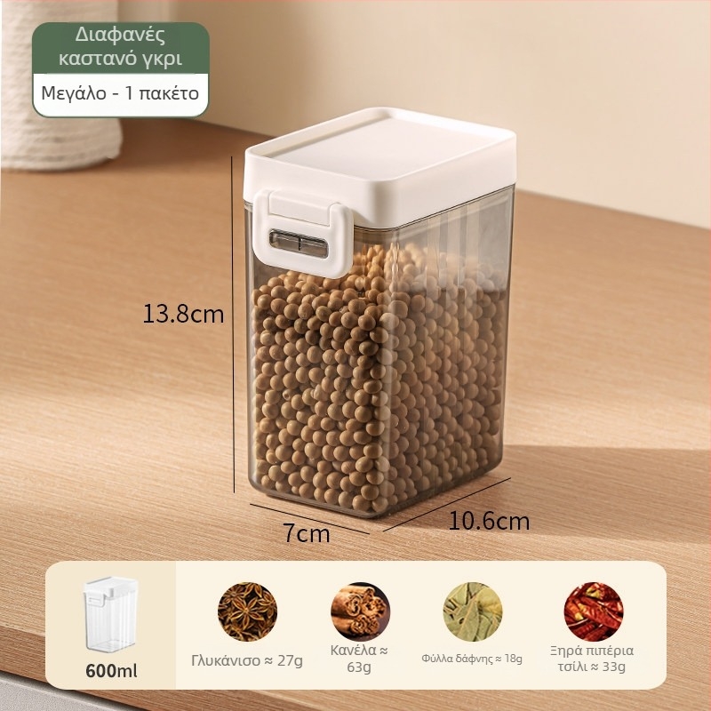 Κουτί αποθήκευσης δημητριακών, κλειστό, τετράγωνο, διαφανές, PP+PS, κατάλληλο για κουζίνα