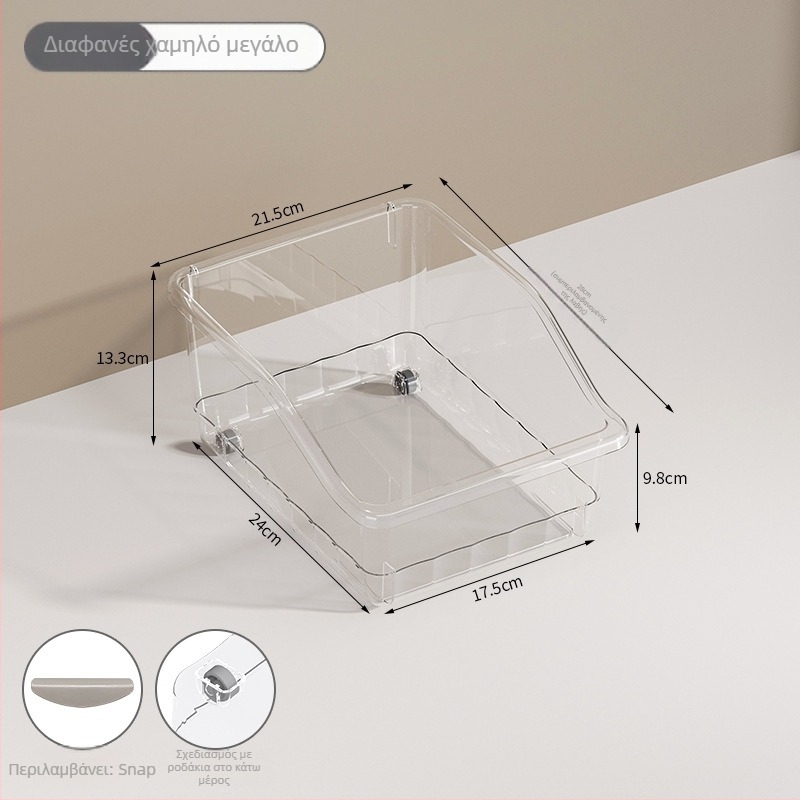 Διαφανές δοχείο αποθήκευσης ψυγείου σε τύπο συρταριού, από PP βαθμού τροφίμων, μεγάλης χωρητικότητας για λαχανικά, φρούτα και αυγά