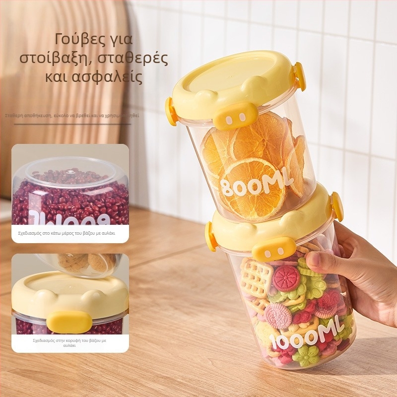 Κουζίνας σφραγιζόμενο δοχείο αποθήκευσης, τετράγωνο πλαστικό, ανθεκτικό στην υγρασία, τροφίμου ποιότητας, 800–1000 ml