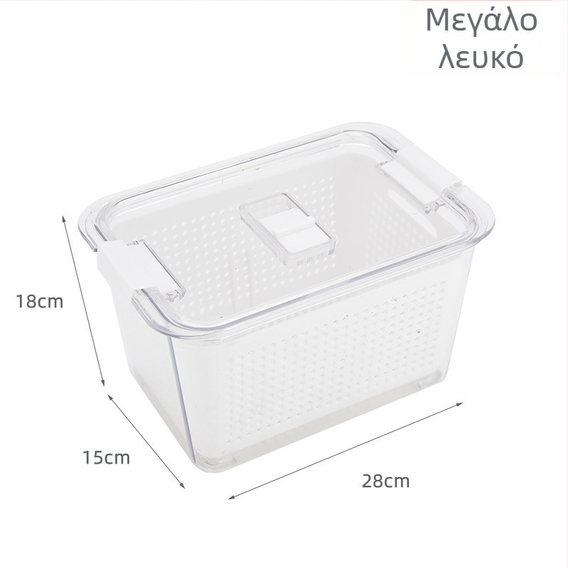 Διπλού επιπέδου κάδο αποστράγγισης σε ιαπωνικό στυλ με κουτί διατήρησης φρεσκάδας, PET+PP υλικό, φορητό για αποθήκευση λαχανικών στο ψυγείο