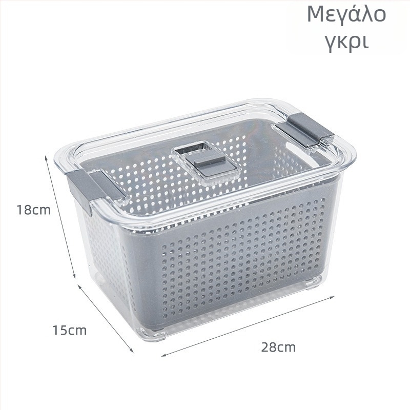 Διπλού επιπέδου κάδο αποστράγγισης σε ιαπωνικό στυλ με κουτί διατήρησης φρεσκάδας, PET+PP υλικό, φορητό για αποθήκευση λαχανικών στο ψυγείο