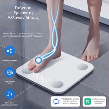 Ζυγαριά σώματος με Bluetooth, επαναφορτιζόμενη, 4 αισθητήρες υψηλής ακρίβειας, μετρά λίπος σώματος και νερό σώματος, εύρος μέτρησης 0,2–180 kg