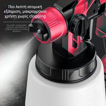 Ηλεκτρικό πιστόλι ψεκασμού για οικιακή χρήση, υψηλής ατμοποίησης, όλα-σε-ένα σύστημα ψεκασμού λατέξ (φορτιζόμενη μπαταρία λιθίου, Ονομαστική τάση: 21, Εμβέλεια εφαρμογής: τοίχος/ξύλο/μέταλλο, Μέγιστη πίεση εξόδου: 1, Κατάλληλη χωρητικότητα: 800)