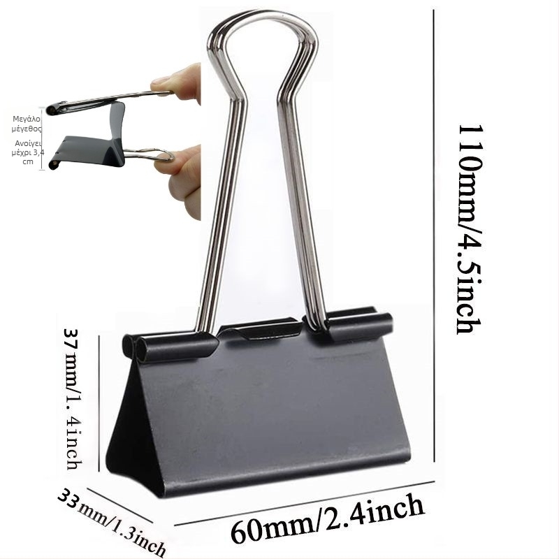 Μεταλλικό μεγάλο κλιπ για έγγραφα – κλιπ γραφείου με μακριά ουρά, συμβατό με πίνακα σχεδίασης