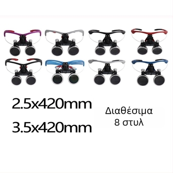 Οδοντιατρικός χειρουργικός μεγεθυντήρας με LED φως 5W, μεγέθυνση 2.5x–3.5x, φίλτρο, μεταλλικό κουτί