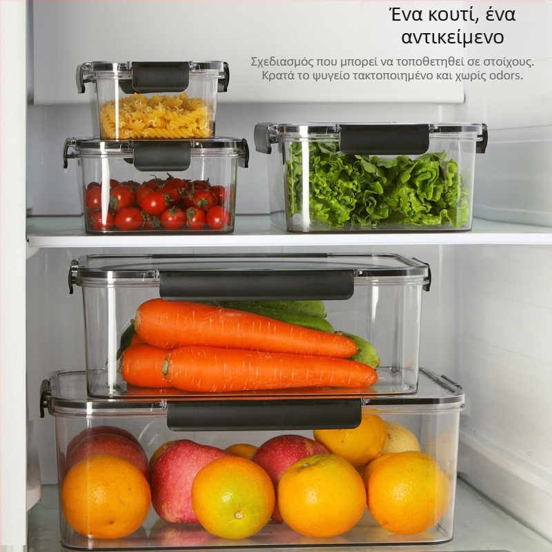 Πλαστικό δοχείο αποθήκευσης φαγητών για ψυγείο – διαφανές με σφραγιζόμενο καπάκι, ορθογώνιο, μεγάλη χωρητικότητα
