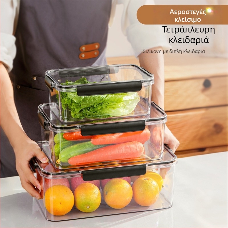 Πλαστικό δοχείο αποθήκευσης φαγητών για ψυγείο – διαφανές με σφραγιζόμενο καπάκι, ορθογώνιο, μεγάλη χωρητικότητα
