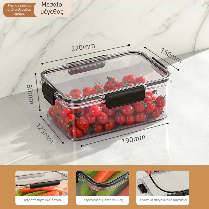 Πλαστικό δοχείο αποθήκευσης φαγητών για ψυγείο – διαφανές με σφραγιζόμενο καπάκι, ορθογώνιο, μεγάλη χωρητικότητα