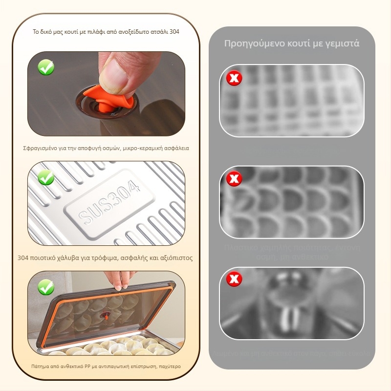 Naisike 304 ανοξείδωτος χάλυβας κουτί για ντιμπούλ με καπάκι - ZB Dumpling Box 304-Sealed