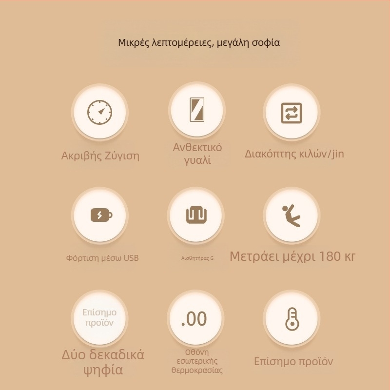 Έξυπνη ζυγαριά σώματος και λιπώδους μάζας, USB επαναφορτιζόμενη, 180 kg χωρητικότητα, αισθητήρας υψηλής ακρίβειας, οθόνη HD LCD