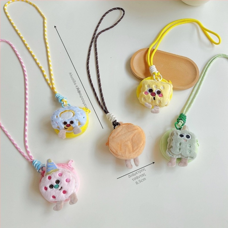 Παιδικό πορτοφόλι με κορδόνι γύρω από τον λαιμό, σε σχέδιο μπισκότου από βελούδο — Unisex, κατάλληλο για νηπιαγωγείο, χωρίς επένδυση, για αποθήκευση, κυκλοφορία φθινοπωρινή 2025