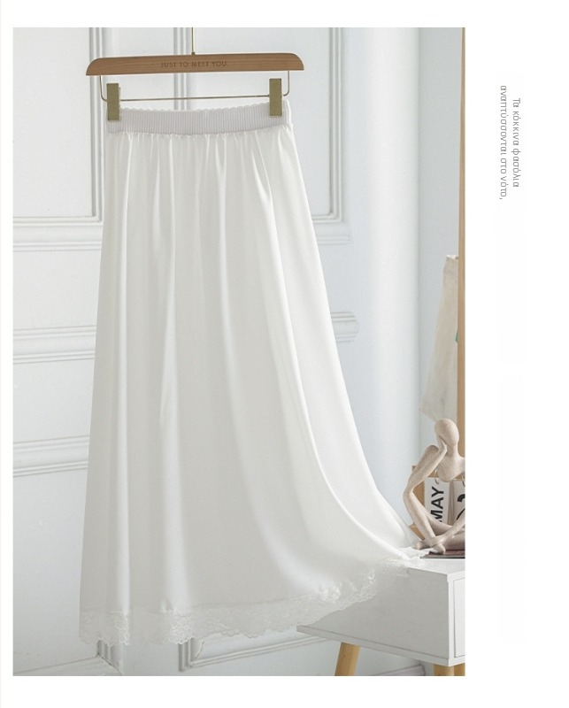 Εσωτερική δαντελένια φούστα-petticoat, ύφασμα Milk Silk με ανάμιξη σπαντεξ και πολυεστέρα, Α-γραμμή μεσαίου μήκους, υψηλή ελαστικότητα